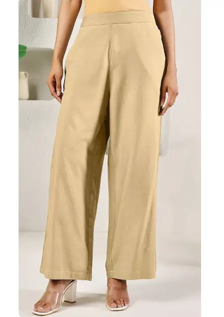 Beige Colour Rayon Western Ladies Palazzo Wholesale Market In Surat BTM028
